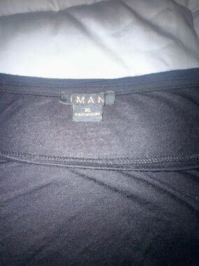 IMAN Women’s Flutter Sleeve Black T Shirt XL